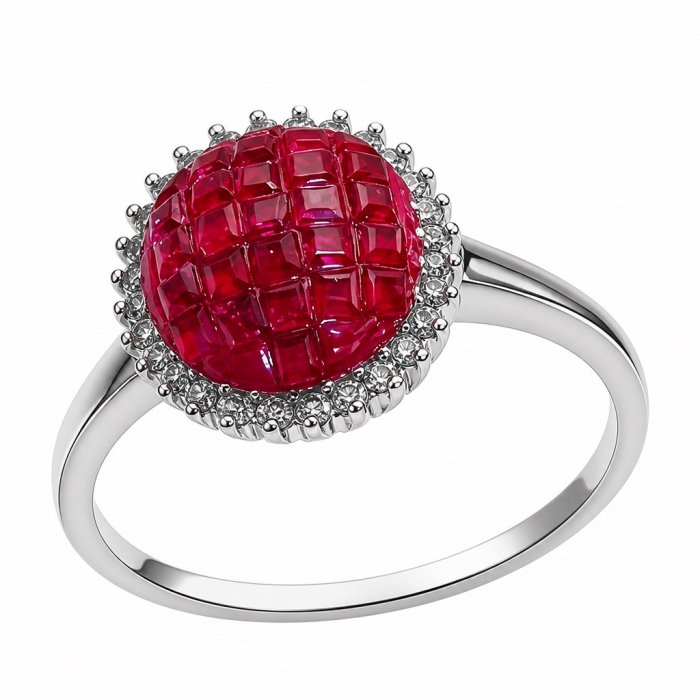 Bella Rosa Genuine mystery setting 5.5 CARAT Ruby rhodium over .925 Sterling Silver Statement Ring size 6 1/4 - video
