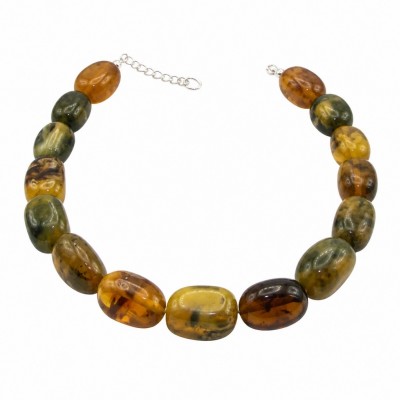 Back to Nature 115.6 grams Rare and Unusual Moss Agate Beads Sterling Silver NECKLACE