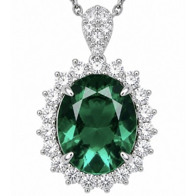 Giovanna- Authentic 11.5 CARAT natural Colombian Emerald .925 Sterling Silver handcrafted necklace