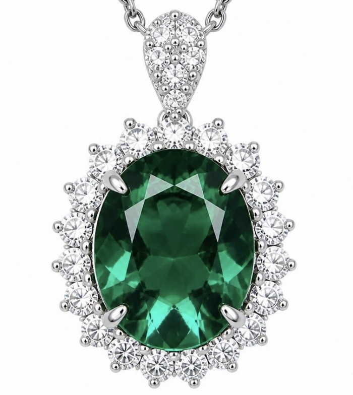 Giovanna- Authentic 11.5 CARAT natural Colombian Emerald .925 Sterling Silver handcrafted necklace