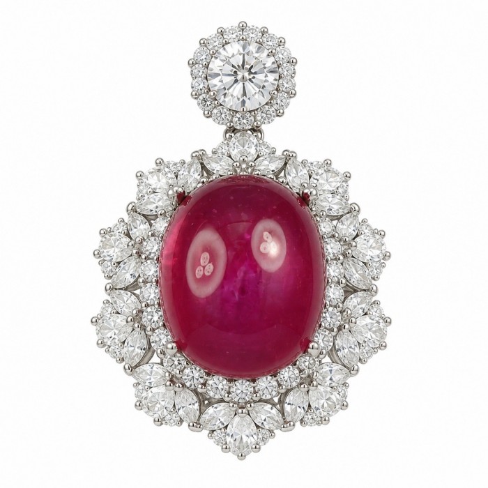 Giovanna 23.2 carat authentic Mozambique Ruby .925 Sterling Silver handmade Pendant
