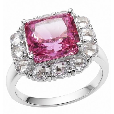 Tiffany - authentic princes cut 14.5 carat Pink Sapphire .925 Sterling Silver Handcrafted Statement Ring size 7 1/2