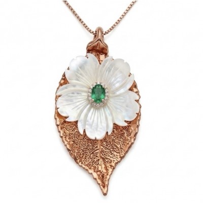English Oak Leaf - Real Leaf dipped in copper and .925 Sterling Silver handmade handcrafted Necklace