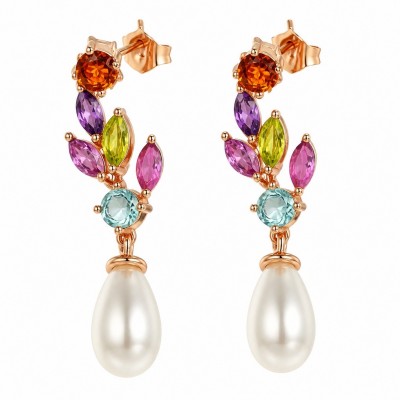 Giovanna - Authentic 4.5 carat Multigem 14K Rose Gold over .925 Sterling Silver handcrafted earrings