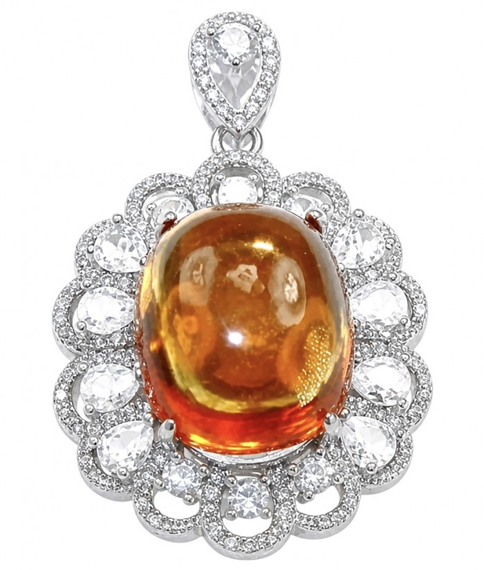 Giovanna 18.2 carat authentic Brazilian yellow Tourmaline .925 Sterling Silver handmade Pendant