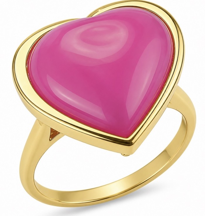 Angel's Heart Natural heart shape 12.7 carat Ruby .925 Sterling Silver dipped in 22K Gold handmade Statement Ring size 6 1/4