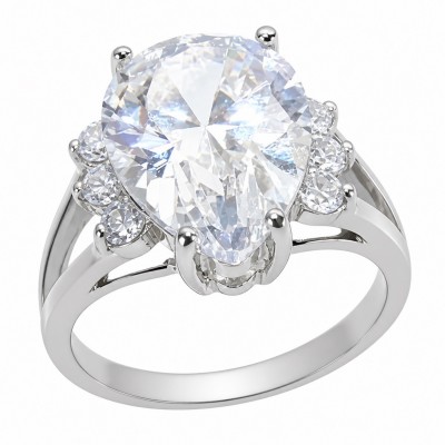 Perfection 8.8 carat White Topaz rhodium over .925 Silver handcrafted Cocktail Ring s. 7 1/4