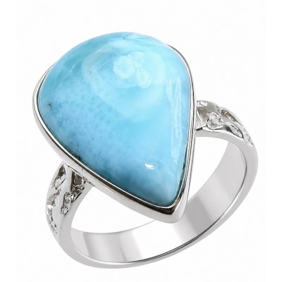 12.8 carat Blue Perfection natural Larimar .925 Sterling Silver handmade ring size 8 1/2