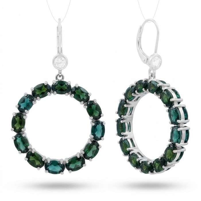 Authentic 22.9 carat CHROME DIOPSIDE from Siberia .925 Sterling Silver handmade Large Statement earrings