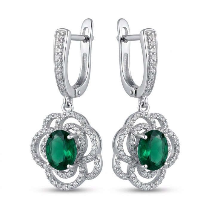 A Heritage in Bloom - Italy made 3.5 carat Chrome Diopside .925 Sterling Silver handcrafted earrings
