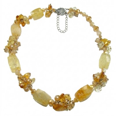 Dazzling vintage natural rough Citrine 14K Gold over .925 Sterling Silver handcrafted Large necklace