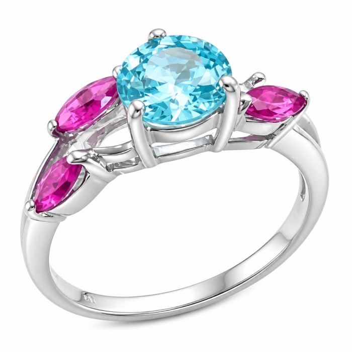 Pacifica 3.8 carat Swiss Blue Topaz .925 Sterling Silver handcrafted ring size 7
