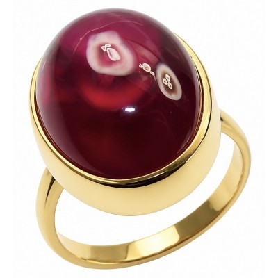 Giovanna 15.7 carat Kashmir Star Ruby .925 Sterling Silver dipped in 22K Gold handmade Statement Ring size 7 1/2