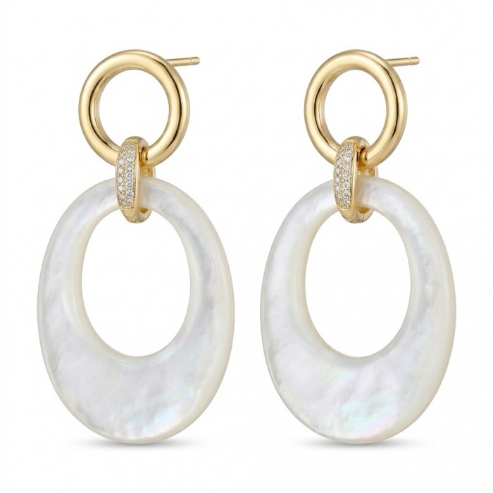 Genuine Blister Pearl 18K Gold over .925 Sterling Silver handcrafted Large Statement Earrings