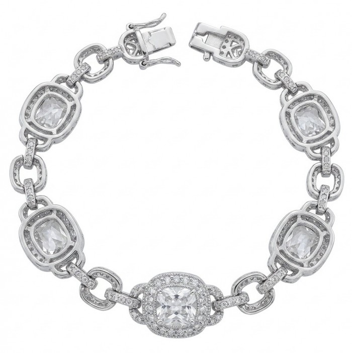Mademoiselle 22.2 carat Moissanite .925 Sterling Silver Statement Bracelet