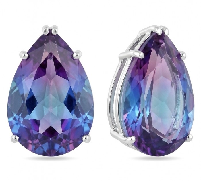 Spectacular Genuine 12.2 CARAT Alexandrite .925 Sterling Silver earrings