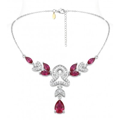 Giovanna - Magnificent Jewel 7.8 carat Ruby .925 Sterling Silver handcrafted incredible Statement Necklace