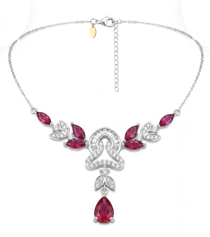Giovanna - Magnificent Jewel 7.8 carat Ruby .925 Sterling Silver handcrafted incredible Statement Necklace