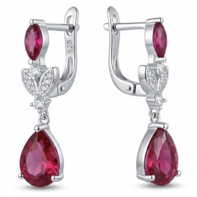 Giovanna - Magnificent Jewel 4.2 carat Ruby .925 Sterling Silver handcrafted incredible Statement earrings