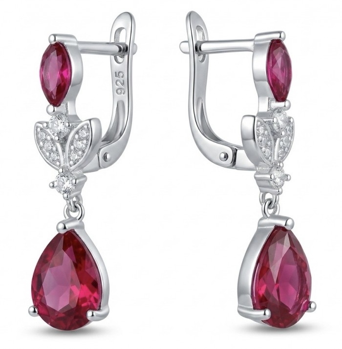 Giovanna - Magnificent Jewel 4.2 carat Ruby .925 Sterling Silver handcrafted incredible Statement earrings