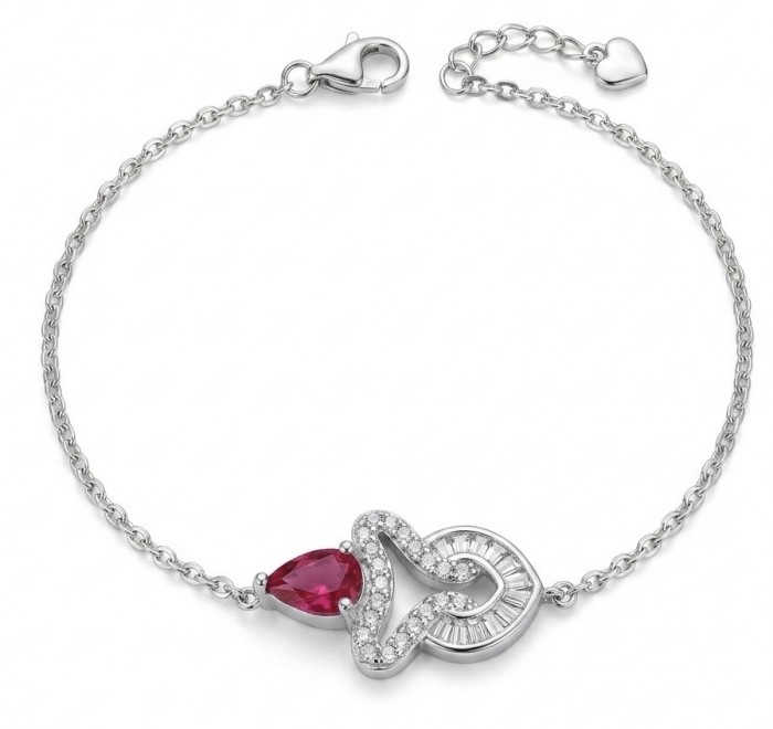 Giovanna - Magnificent Jewel 3.8 carat Ruby .925 Sterling Silver handcrafted incredible Statement Bracelet