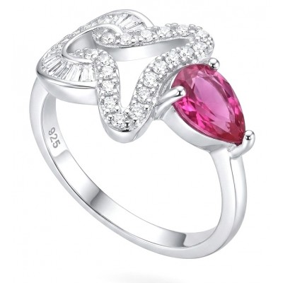 Bella Rosa Genuine 1.4 CARAT Ruby rhodium over .925 Sterling Silver Statement Ring size 6 1/2