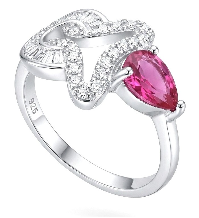 Bella Rosa Genuine 1.4 CARAT Ruby rhodium over .925 Sterling Silver Statement Ring size 6 1/2