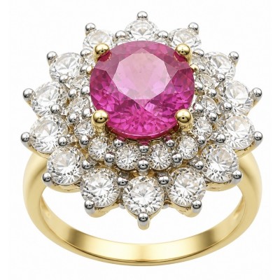 Scarlett 4.8 ctw Mozambique Ruby 22K Gold over .925 Sterling Silver handcrafted Statement Ring size 7