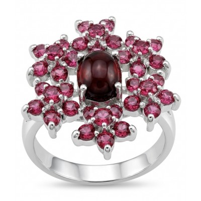 Bella Rosa Genuine 10.5 CARAT Ruby rhodium over .925 Sterling Silver Statement Ring size 6 3/4
