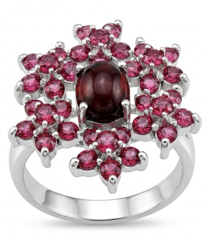 Bella Rosa Genuine 10.5 CARAT Ruby rhodium over .925 Sterling Silver Statement Ring size 6 3/4