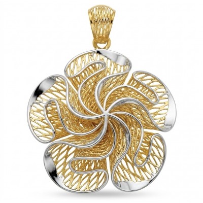 Dubai Style - Blooming Golden Rose .925 Sterling Silver dipped in 22K Gold handmade Pendant