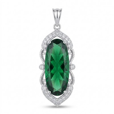 Spectacular Oval Cut 28.5 carat Natural Helenite .925 Sterling Silver handcrafted Pendant