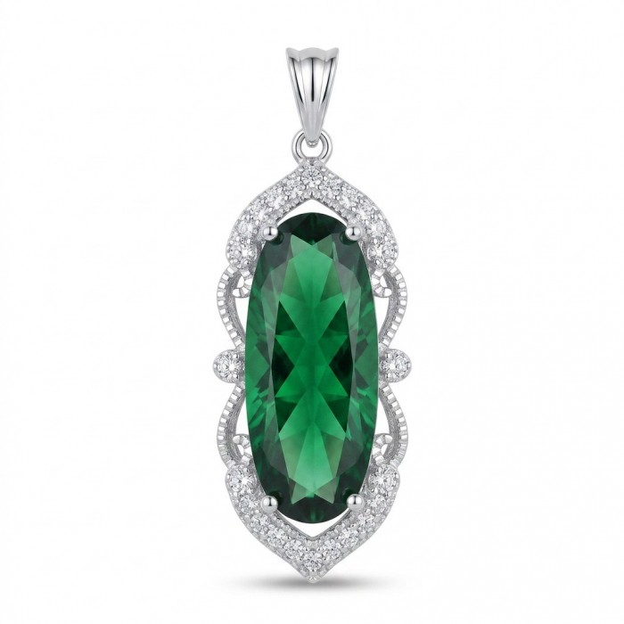 Spectacular Oval Cut 28.5 carat Natural Helenite .925 Sterling Silver handcrafted Pendant