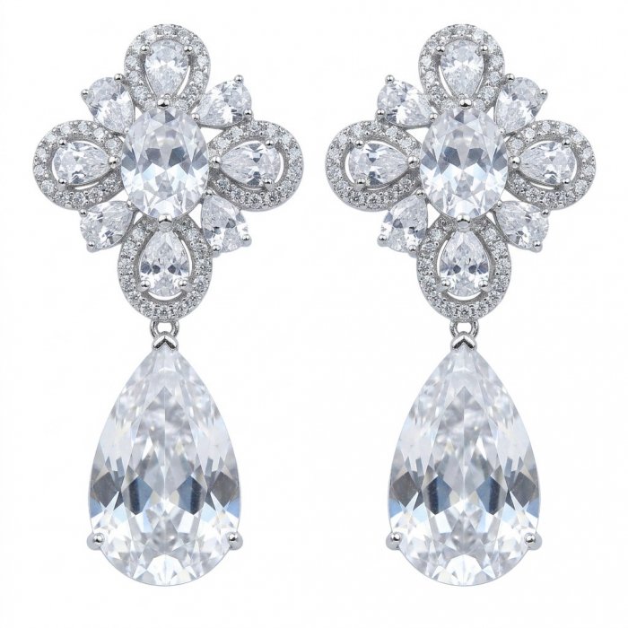 Allure Natural 38.2 carat Moissanite .925 Sterling Silver handcrafted Spectacular earrings - video