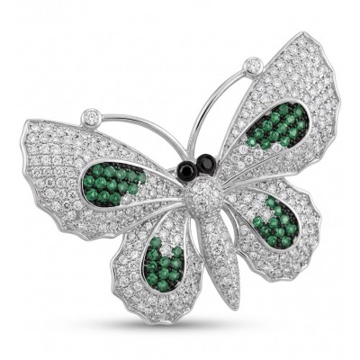 Precious Butterfly Genuine 8.5 carat Emerald .925 Sterling Silver handmade LARGE Statement Ring size 7 1/2