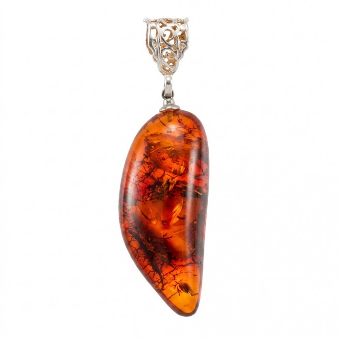 Prehistoric Authentic Golden Baltic Amber .925 Sterling Silver beautifully handcrafted Pendant