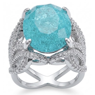 Oceania 14.5 carat Paraiba Tourmaline .925 Sterling Silver Handcrafted Ring size 7 1/2