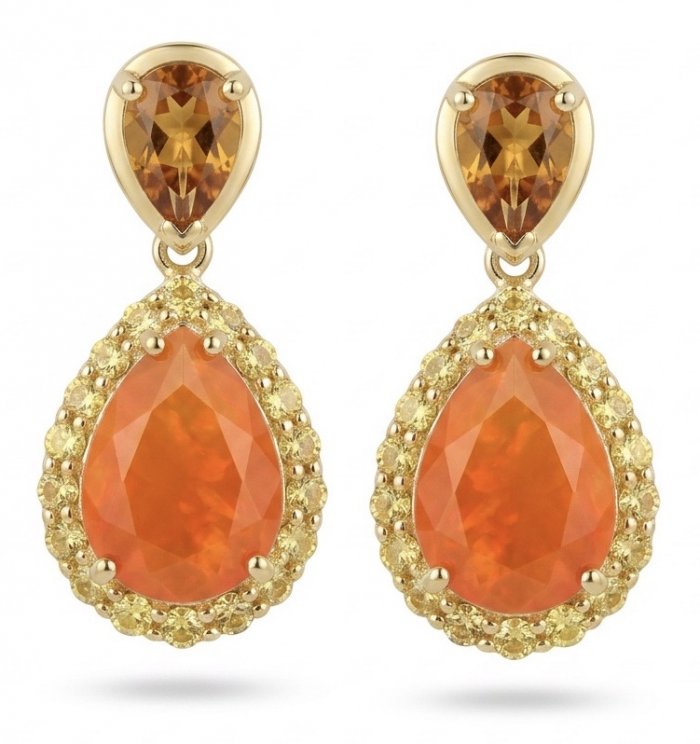 Valentina 9.9 carat Padparadscha Orange Sapphire 22K Gold over .925 Sterling Silver handcrafted earrings - video