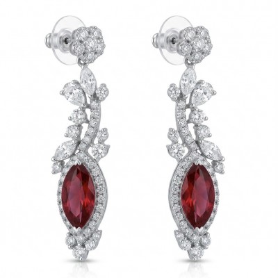 Exquisite 9.4 ctw Mozambique Ruby .925 Sterling Silver handcrafted Statement earrings
