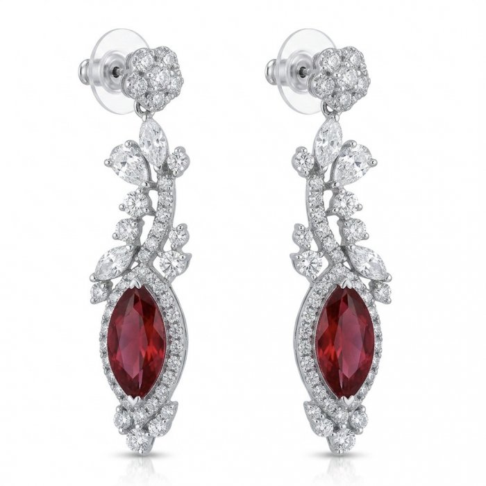 Exquisite 9.4 ctw Mozambique Ruby .925 Sterling Silver handcrafted Statement earrings - video
