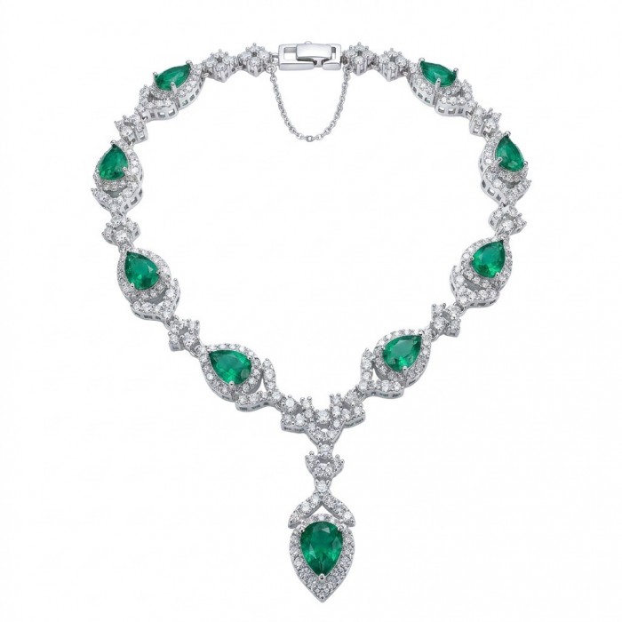 Vintage style- 10.5 carat authentic Tsavorite Garnet .925 Sterling Silver handcrafted necklace