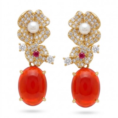 Luxurious 12.9 carat natural Mozambique Ruby 18K Gold over .925 Sterling Silver handcrafted earrings
