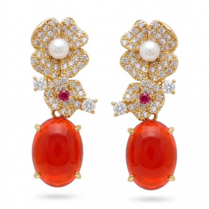 Luxurious 12.9 carat natural Mozambique Ruby 18K Gold over .925 Sterling Silver handcrafted earrings