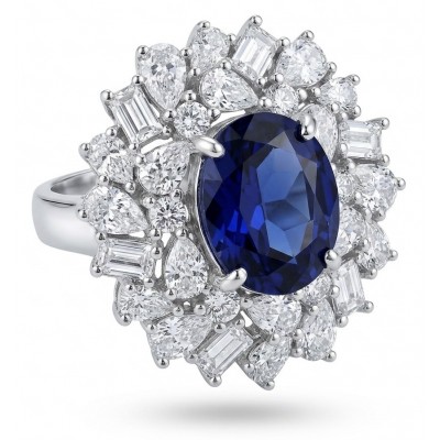 Authentic 5.5 carat Kyanite Moissanite .925 Sterling Silver handcrafted Ring size 5 1/4