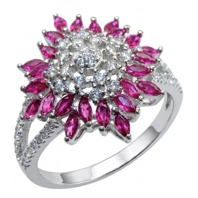 Scarlett 2.4 ctw Mozambique Ruby .925 Sterling Silver handcrafted Statement Ring size 8