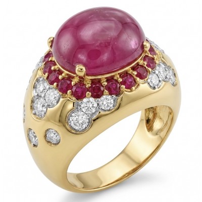 Giovanna 9.7 carat Kashmir Ruby .925 Sterling Silver dipped in 22K Gold handmade Statement Ring size 6 1/2
