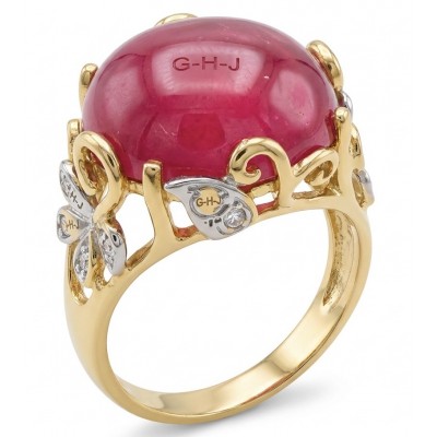 Emily 10.9 carat Mozambique Ruby .925 Sterling Silver dipped in 22K Gold handmade Statement Ring size 7