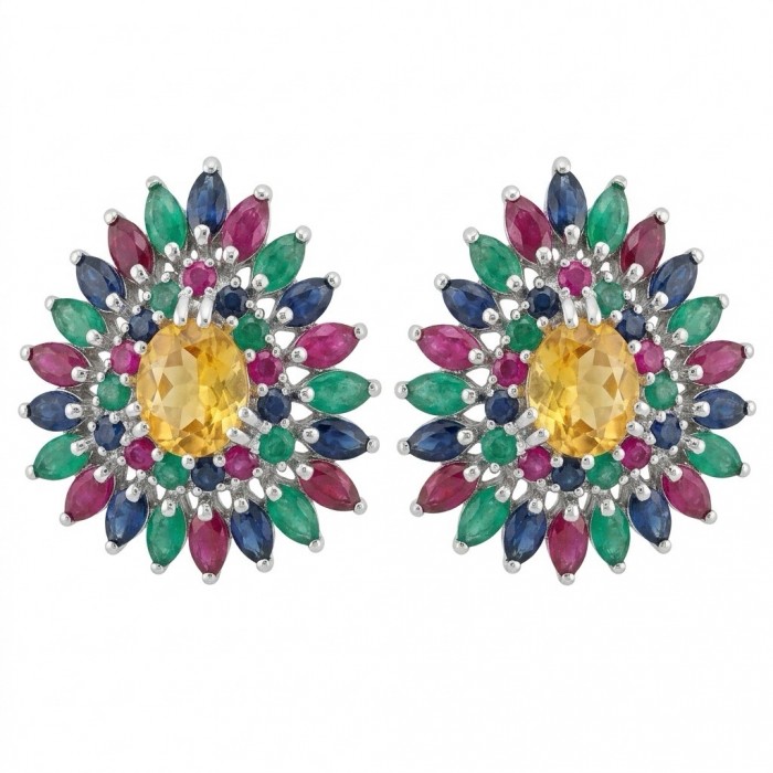 Victoria Authentic 15.5 carat Brazilian Citrine .925 Sterling Silver brilliantly handcrafted Statement earrings