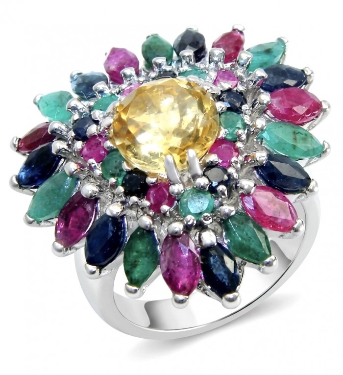 Victoria Authentic 10.5 carat Brazilian Citrine .925 Sterling Silver brilliantly handcrafted Statement ring; s. 8