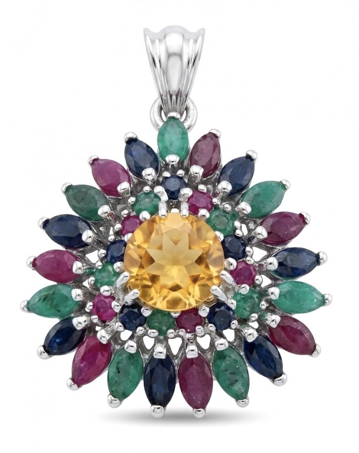 Victoria Authentic 10.5 carat Brazilian Citrine .925 Sterling Silver brilliantly handcrafted Statement Pendant